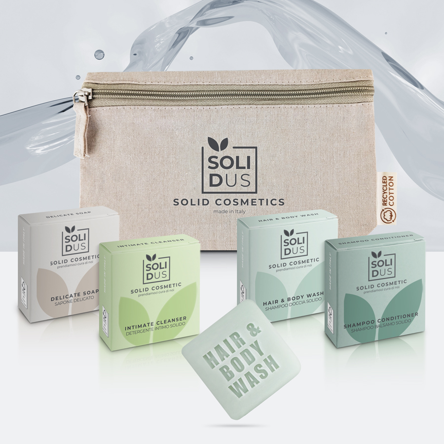 Solid cosmetics for hotels